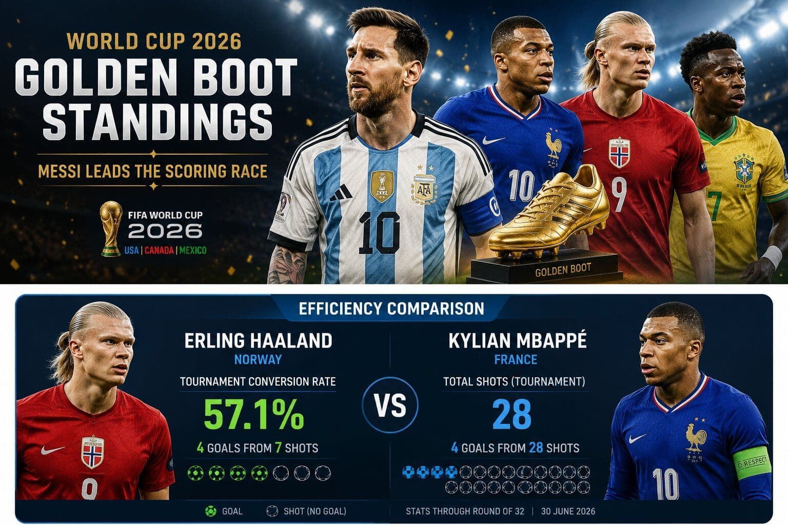 World Cup 2026 Golden Boot Standings: Messi Leads the Scoring Race